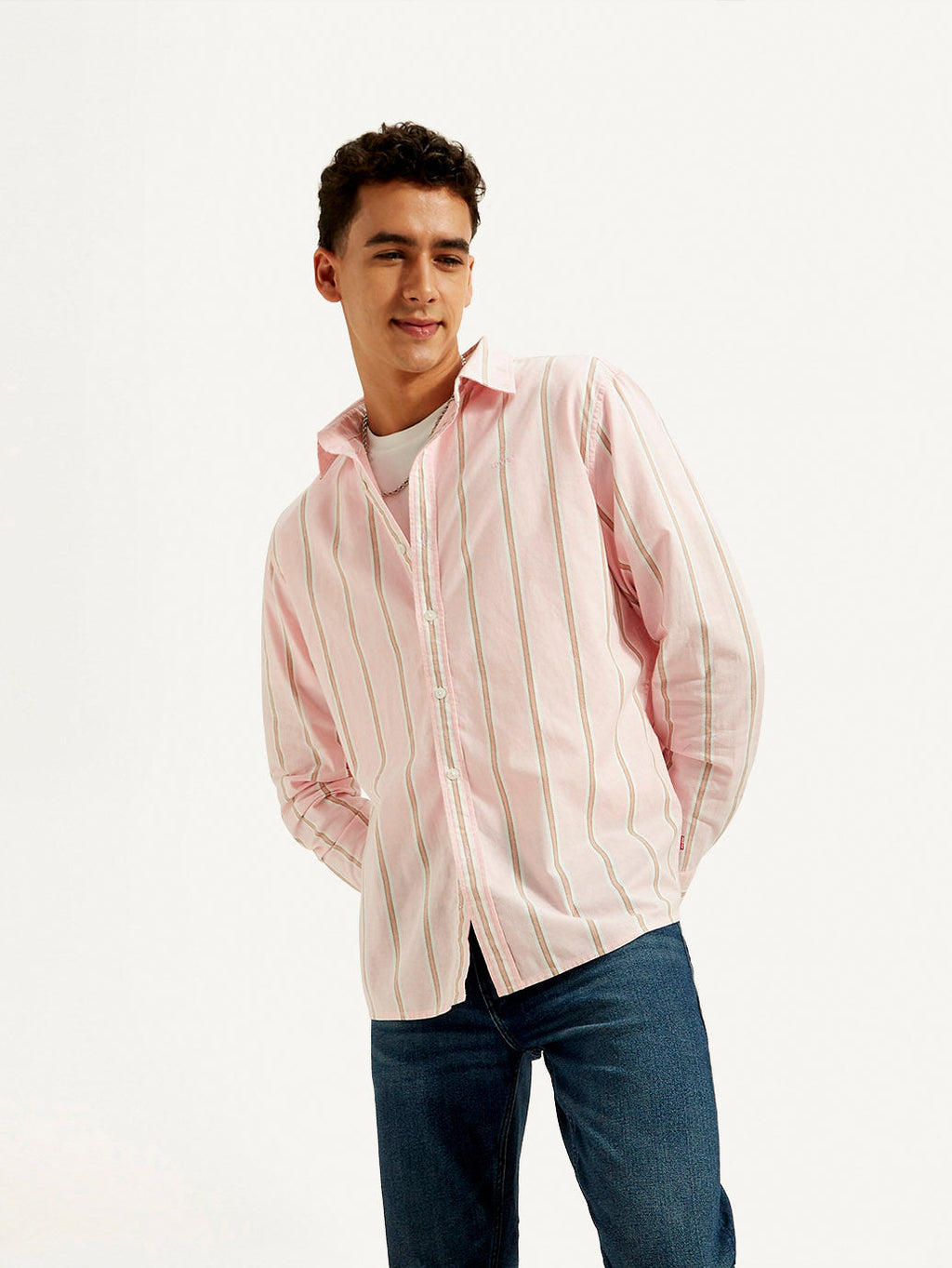 Men's Striped Slim Fit Oxford Shirt