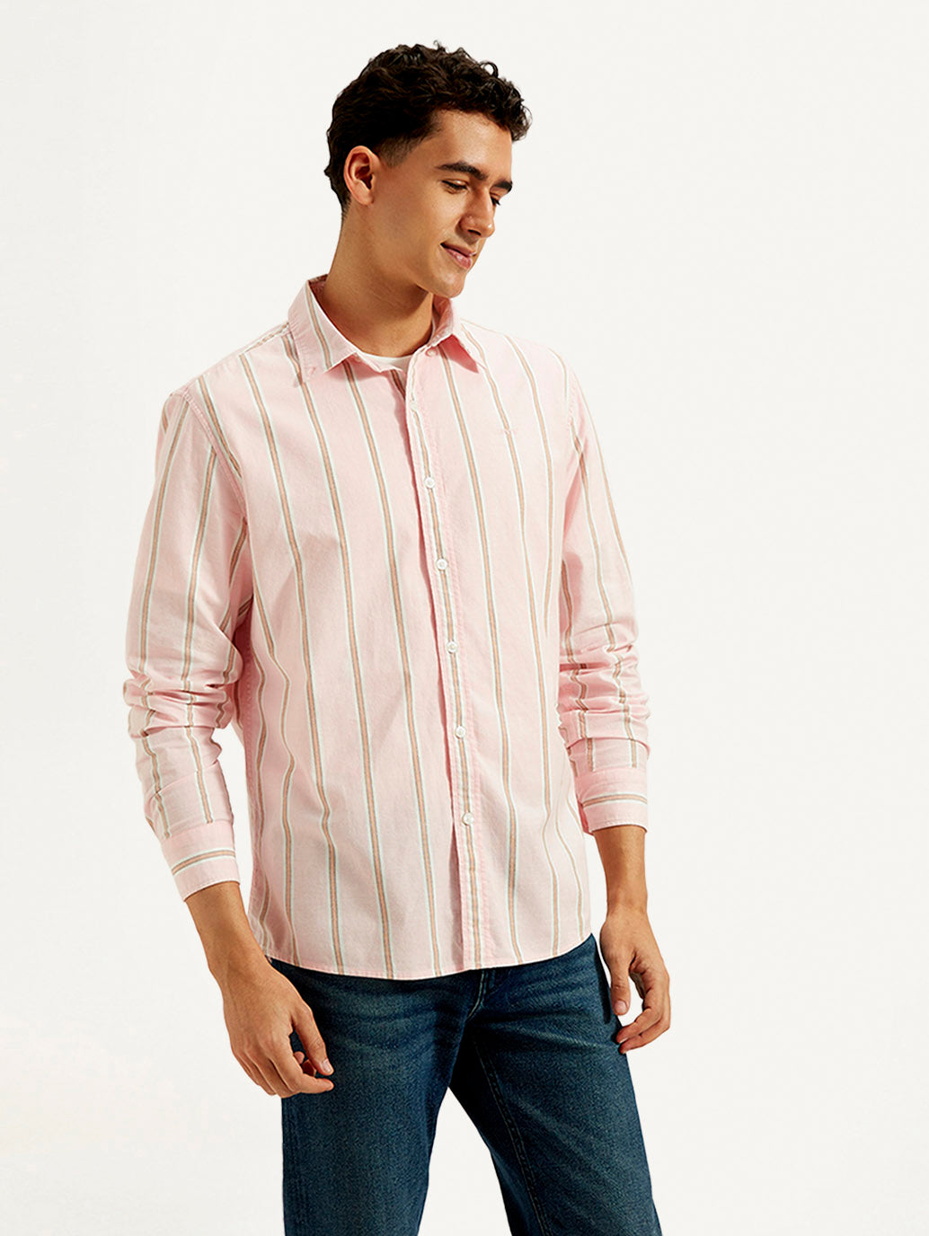 Men's Striped Slim Fit Oxford Shirt
