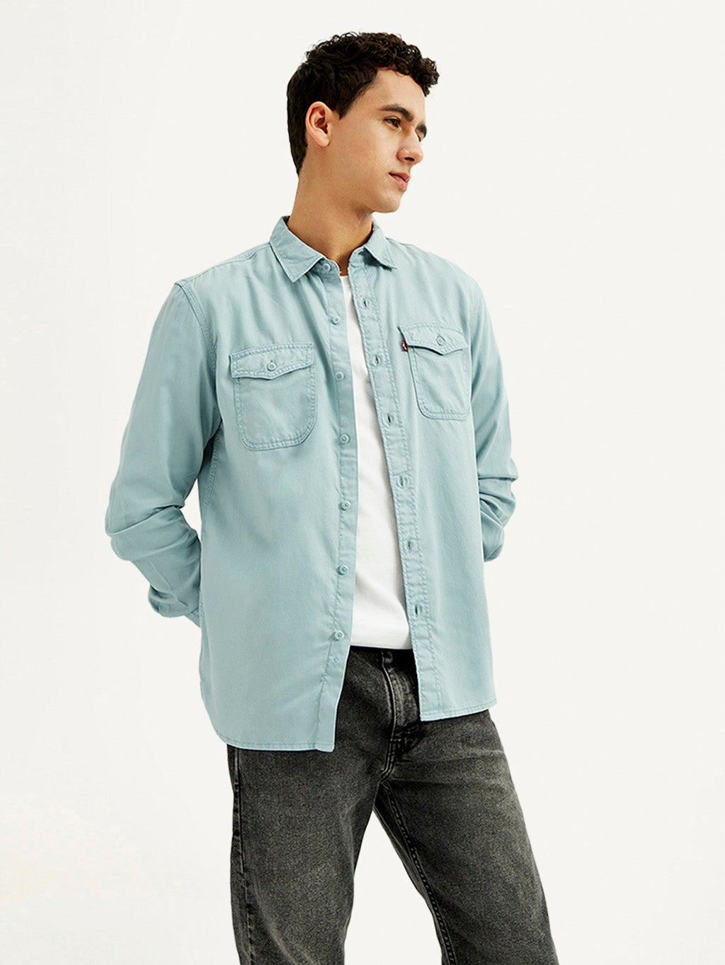 Men's Solid Slim Fit Overdyed Overshirt