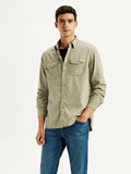 Men's Solid Beige Slim Fit Shirt