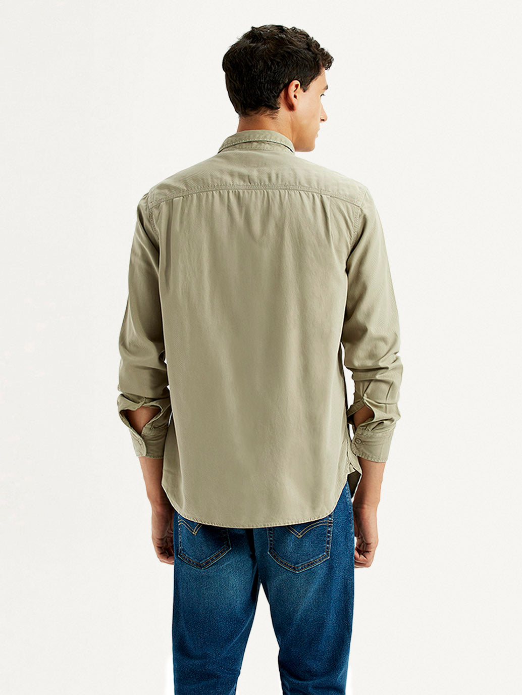 Men's Solid Beige Slim Fit Shirt