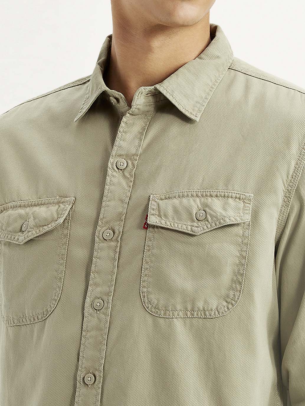 Men's Solid Beige Slim Fit Shirt