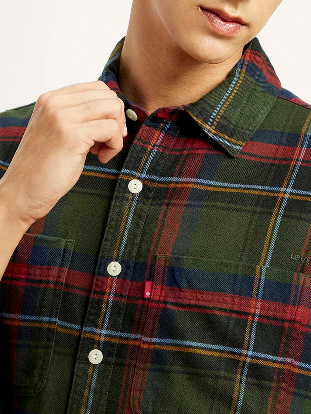 Men's Plaid Multicolor Spread Collar Flannel Shirt