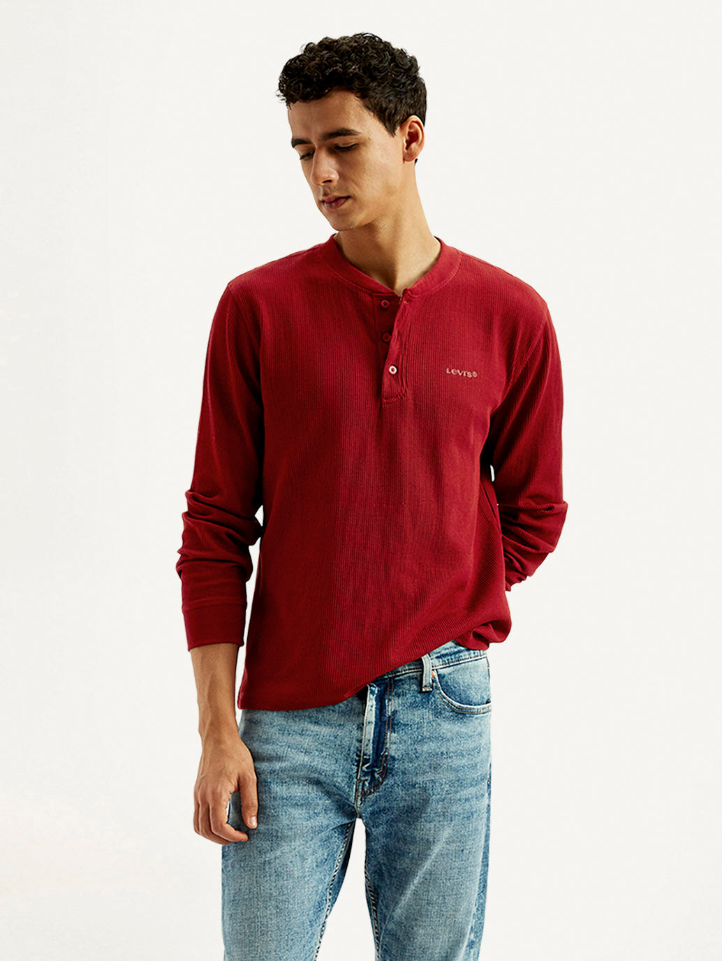 Men's Solid Henley Neck T-shirt