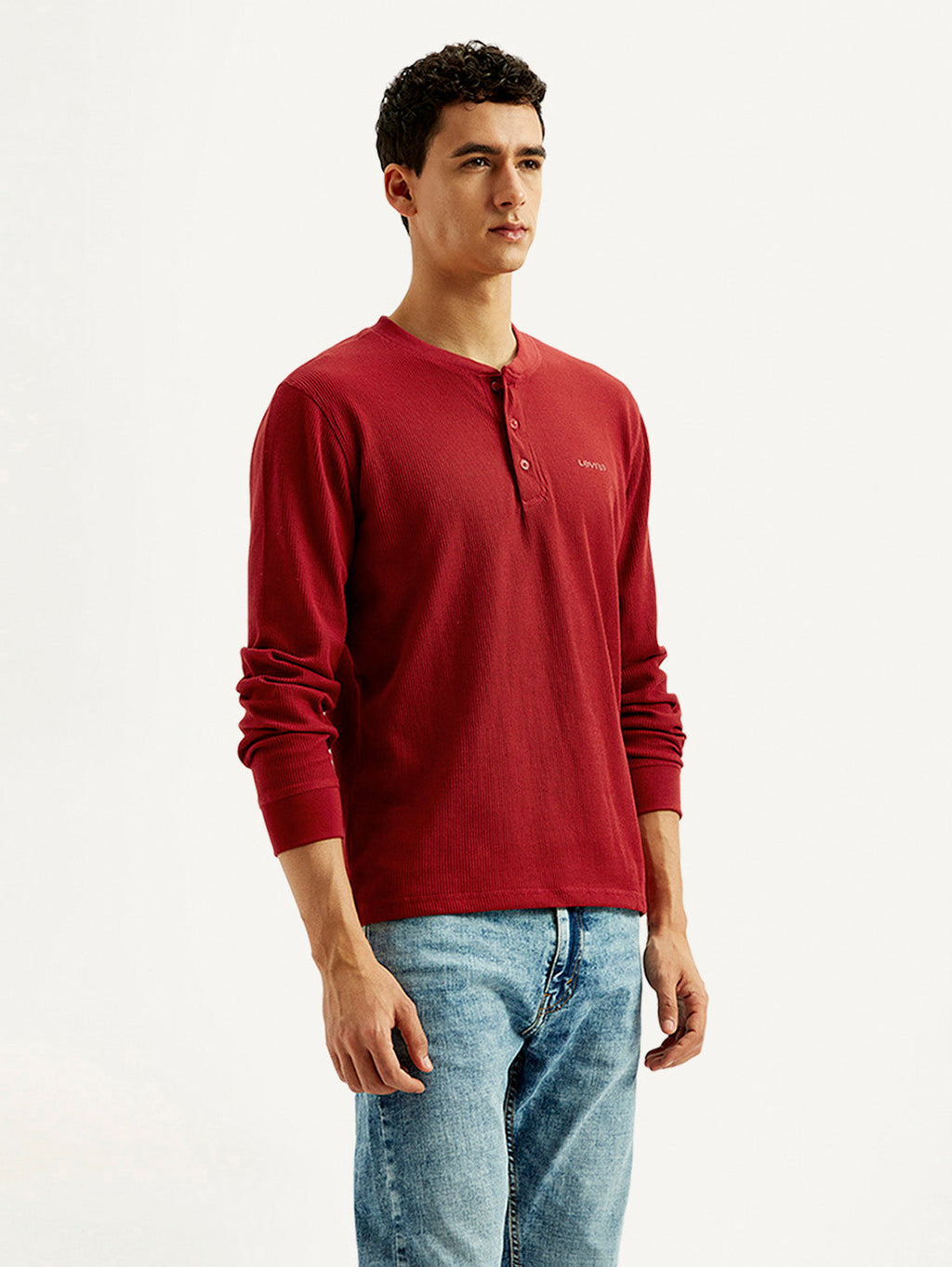 Men's Solid Henley Neck T-shirt