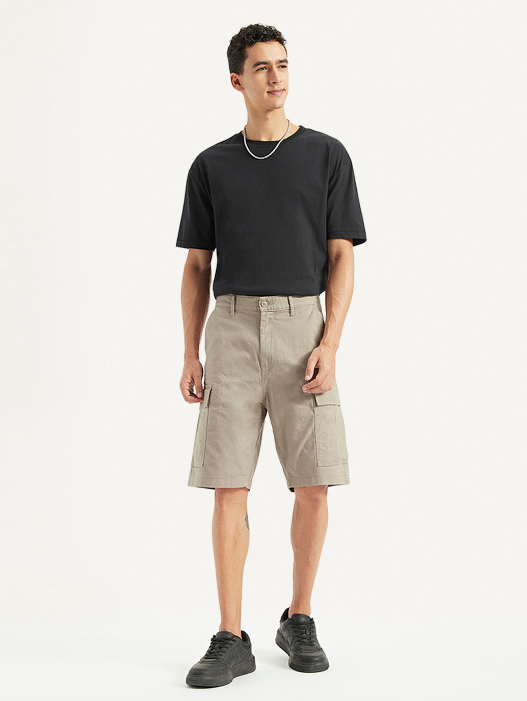 Men's Beige Cargo Fit Shorts