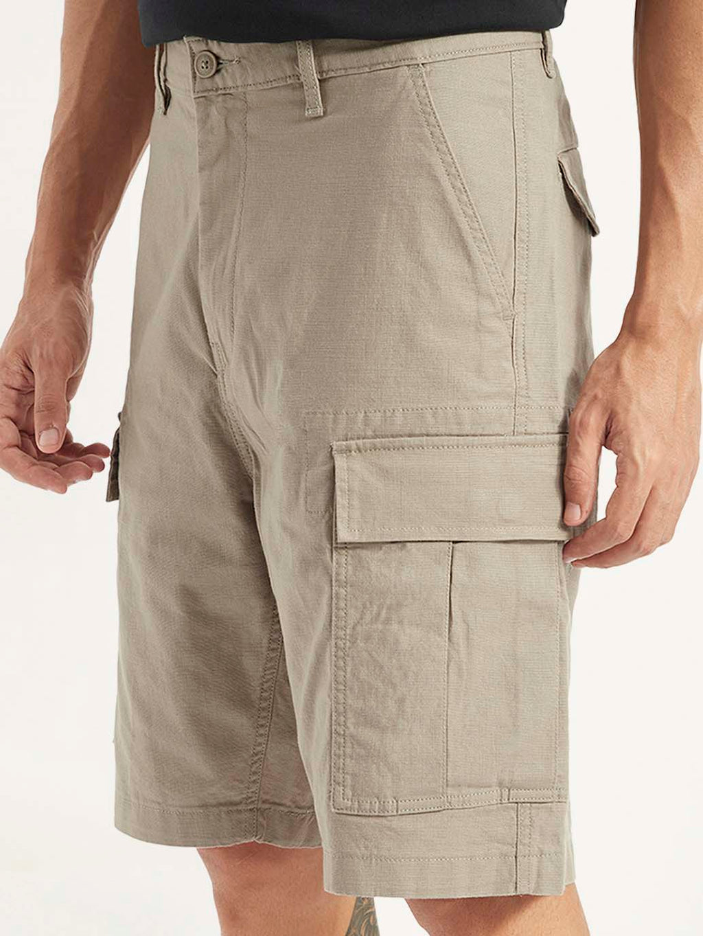 Men's Beige Cargo Fit Shorts