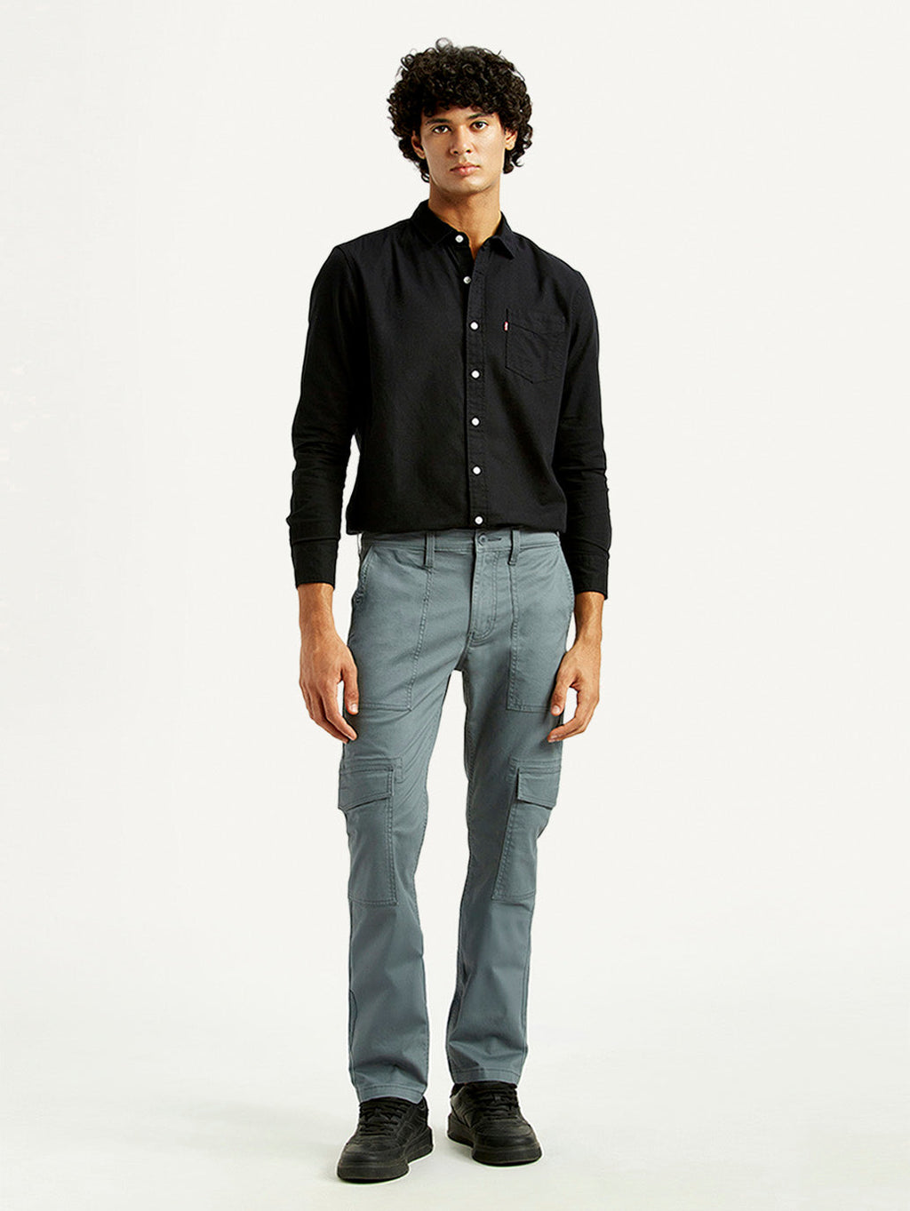 Men's Grey Slim Fit Cargo Trousers