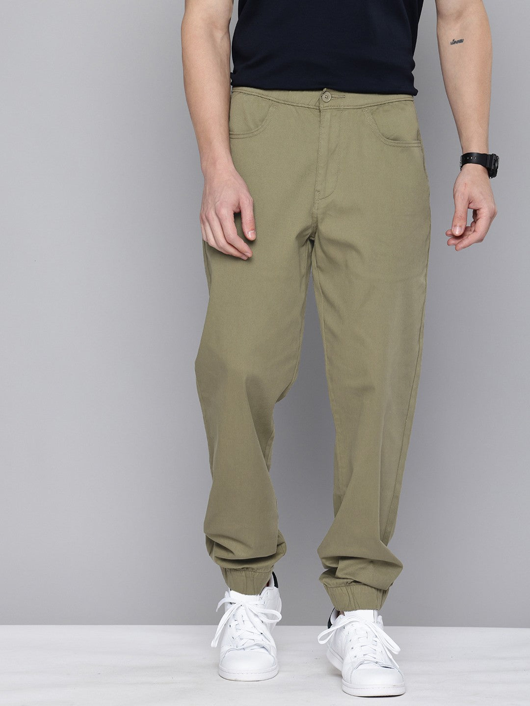 Men's Relaxed Fit Olive Green Jogger Cargos
