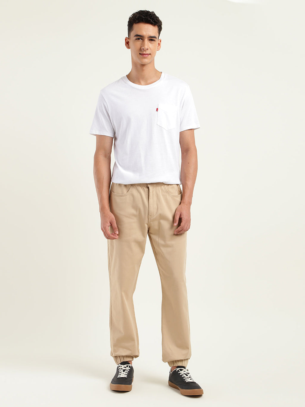 Men's Relaxed Fit Khaki Cargo Trousers