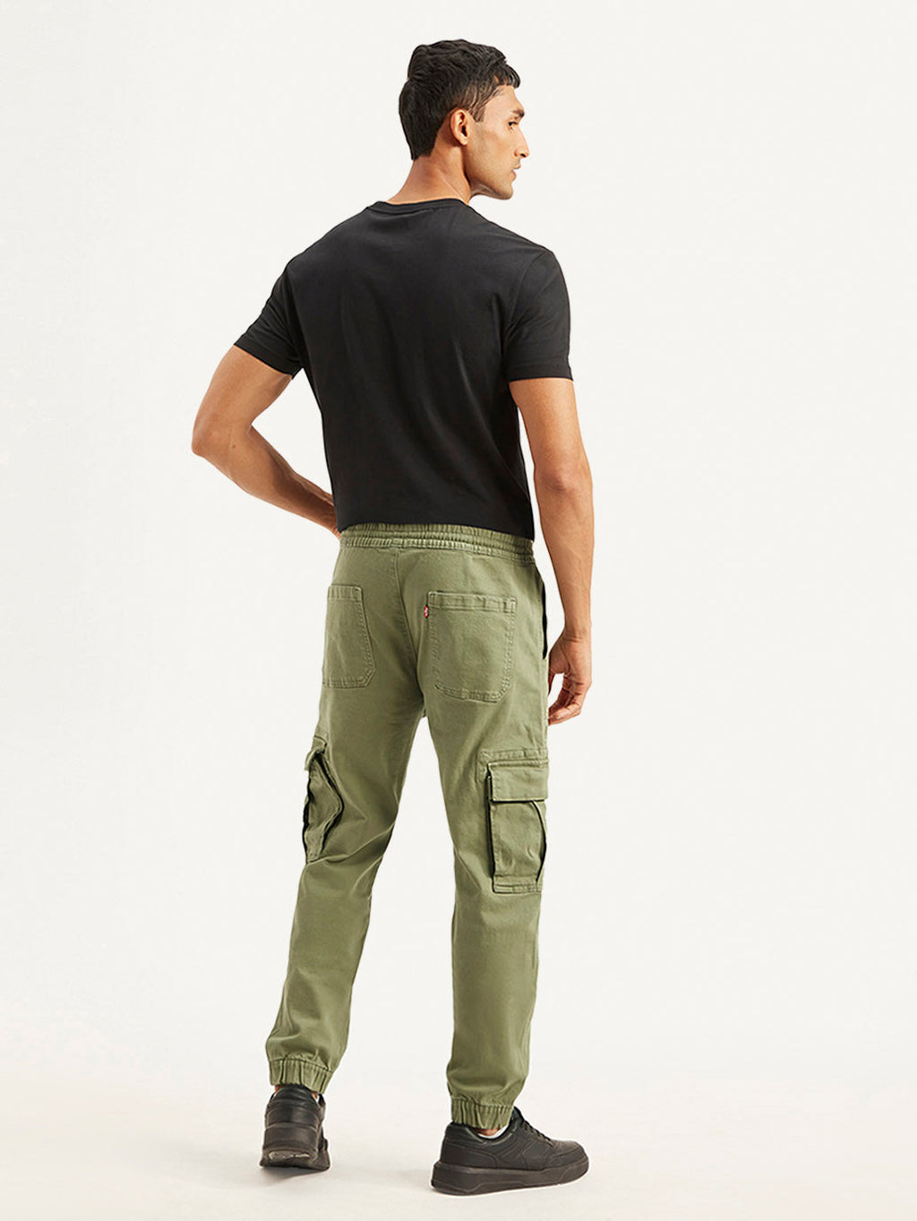 Men's Olive Loose Fit Cargo Trousers