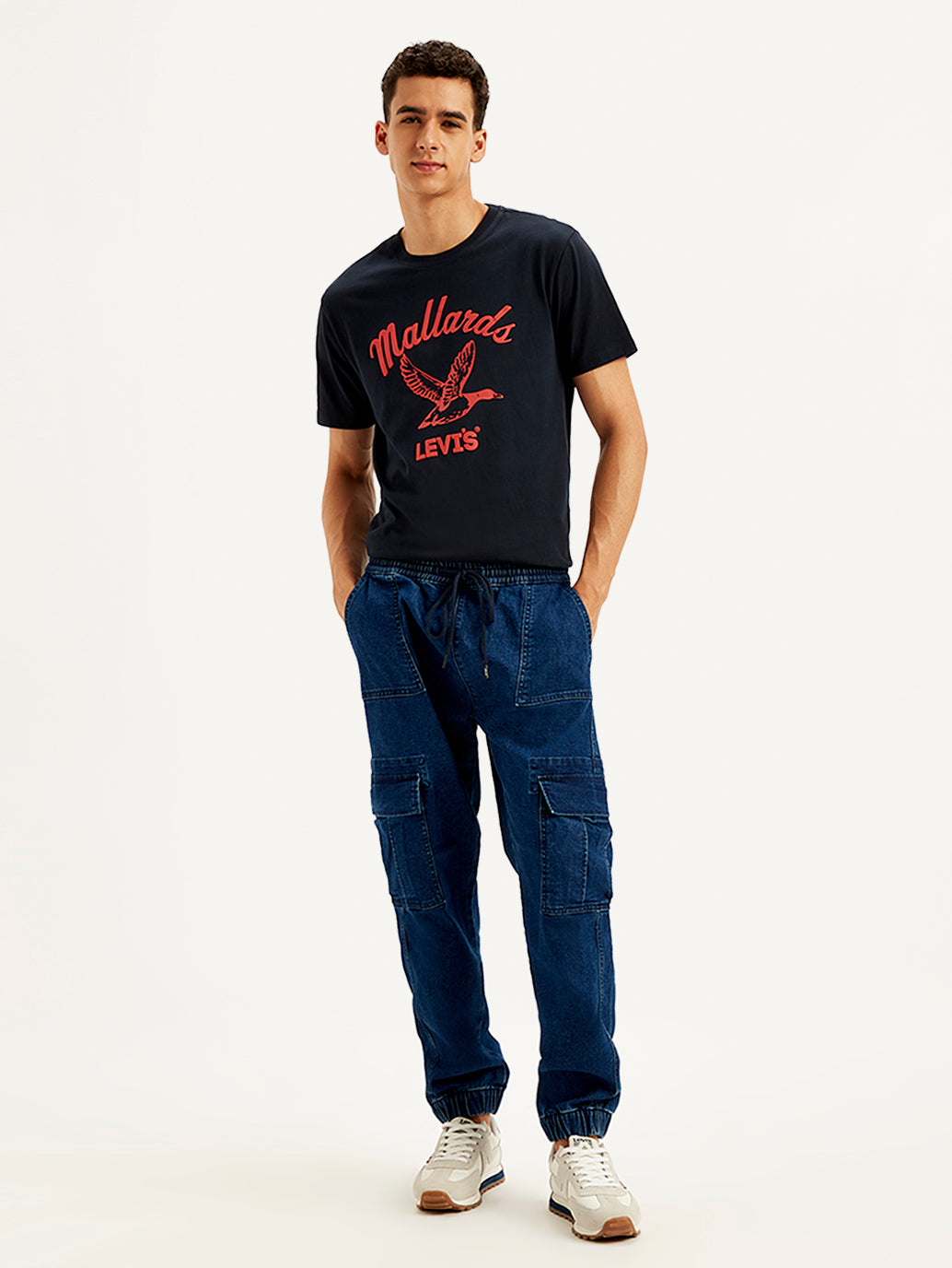 Men's Indigo Tapered Cargo Trousers