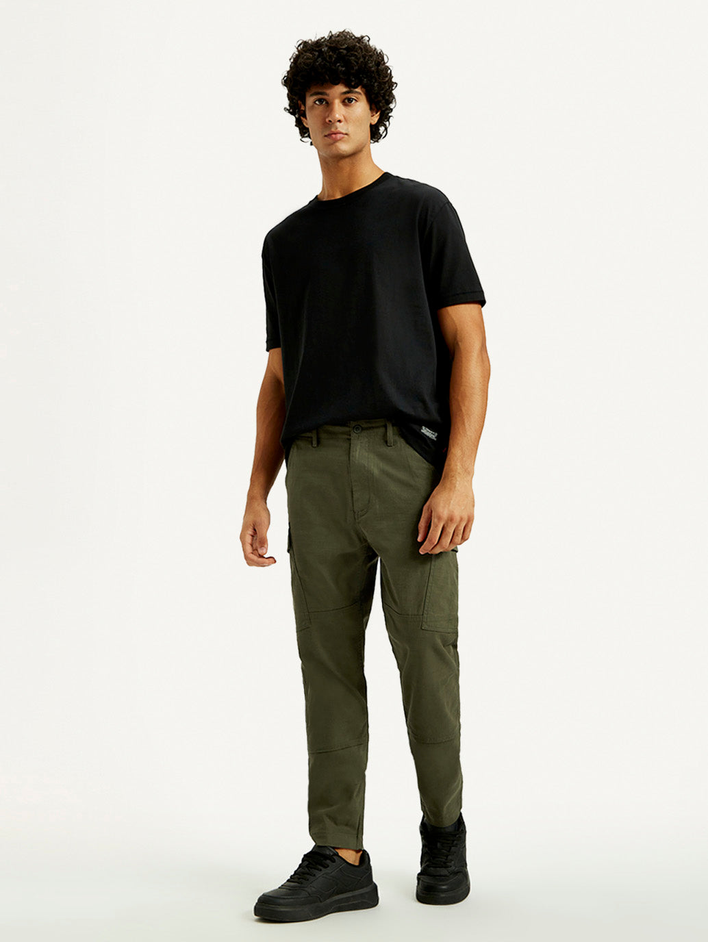 Men's Green Slim Fit Mid Rise Cargo Trousers