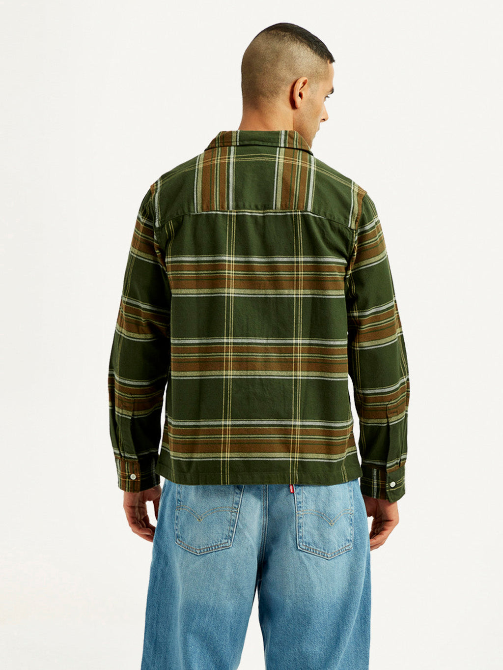 Men's Flannel Checkered Olive Relaxed Fit Shirt