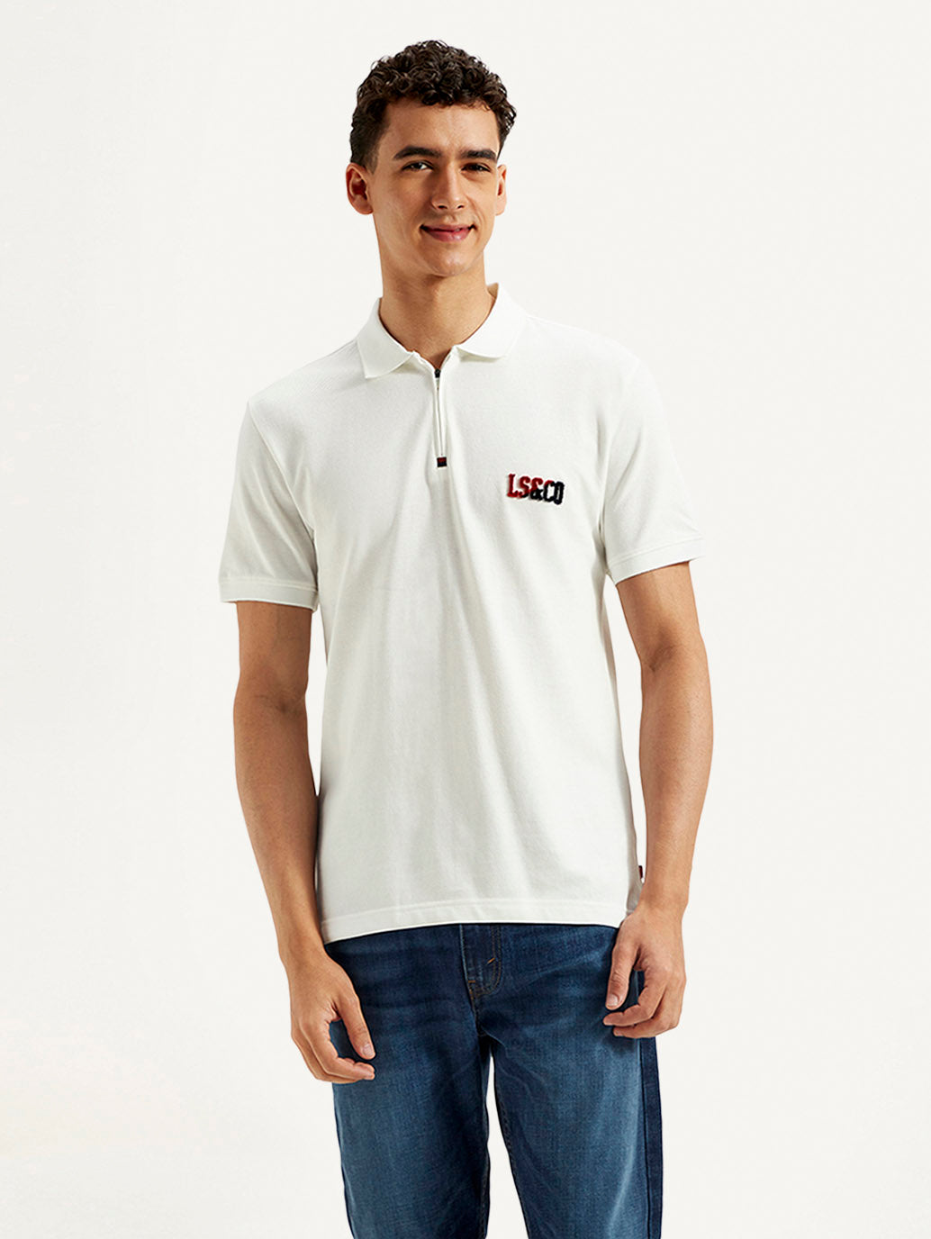 Men's Brand Logo Slim Fit Polo T-shirt