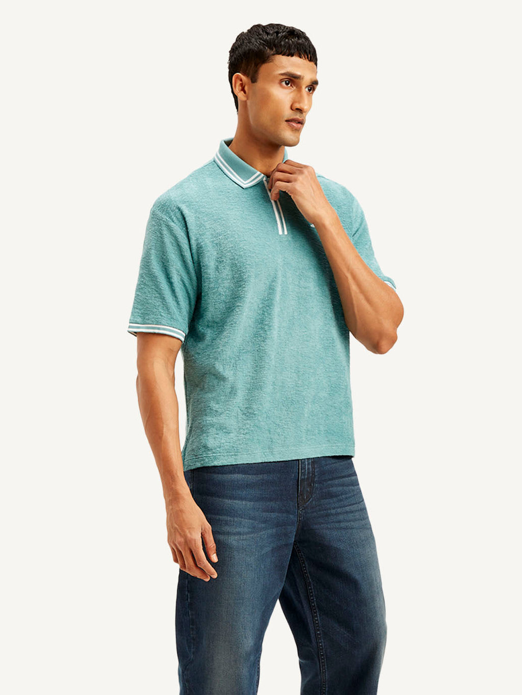 Men's Knitted Teal Polo T-shirt