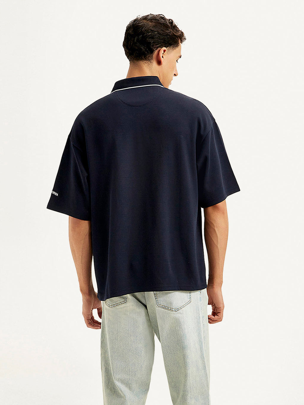 Men's Brand Logo Loose Fit Polo T-shirt