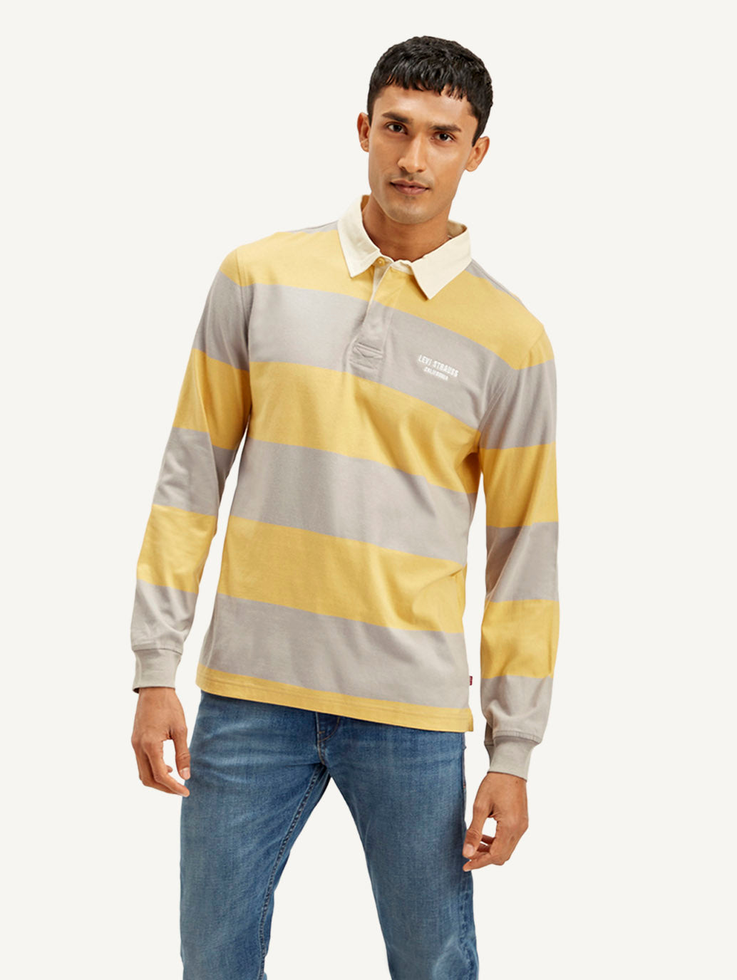 Men's Striped Yellow Polo T-shirt