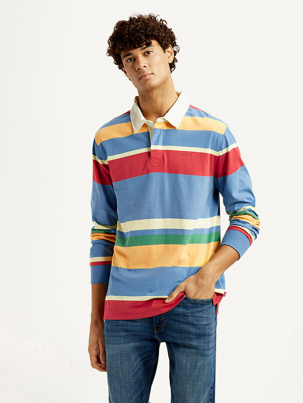 Men's Striped Multi Color Slim Fit Polo T-shirt