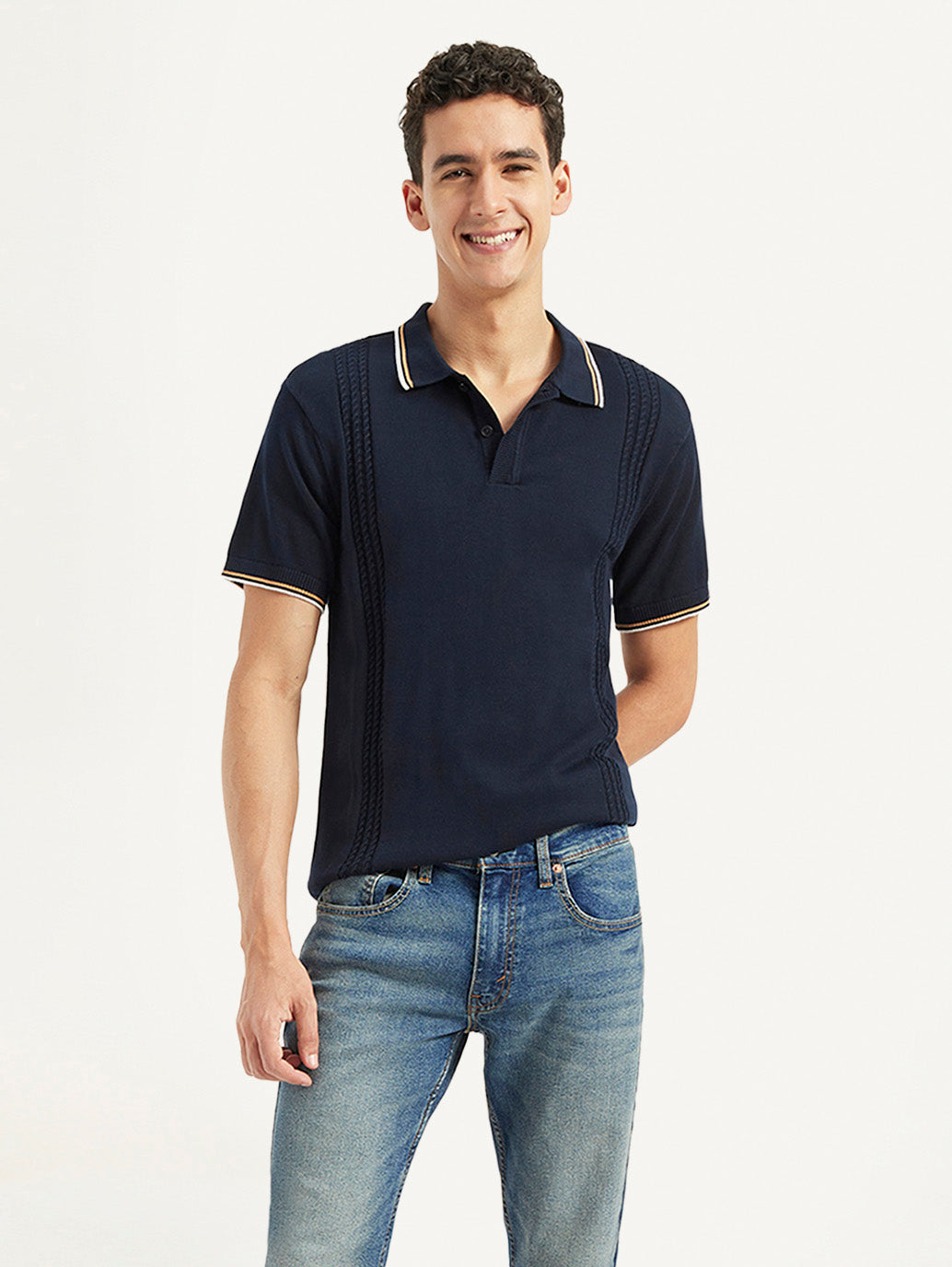 Men's Striped Slim Fit Polo T-Shirt