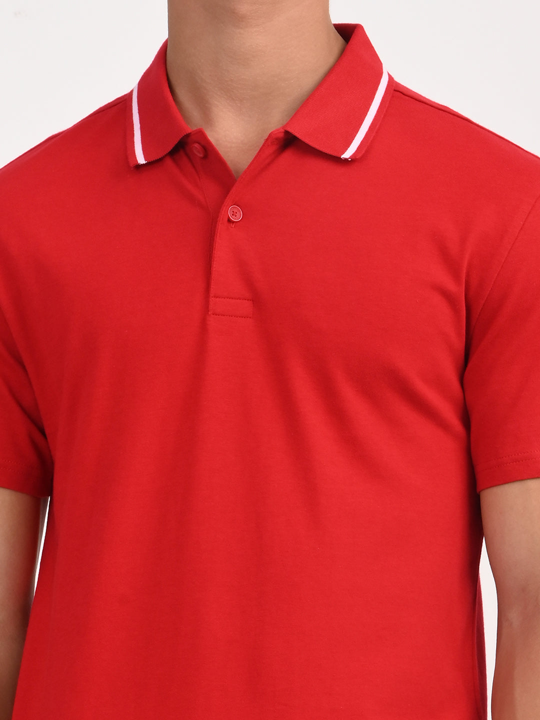 Men's Solid Red Slim Fit Polo T-shirt
