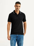 Men's Solid Black Polo T-Shirt