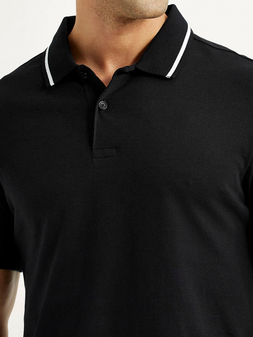 Men's Solid Black Polo T-Shirt