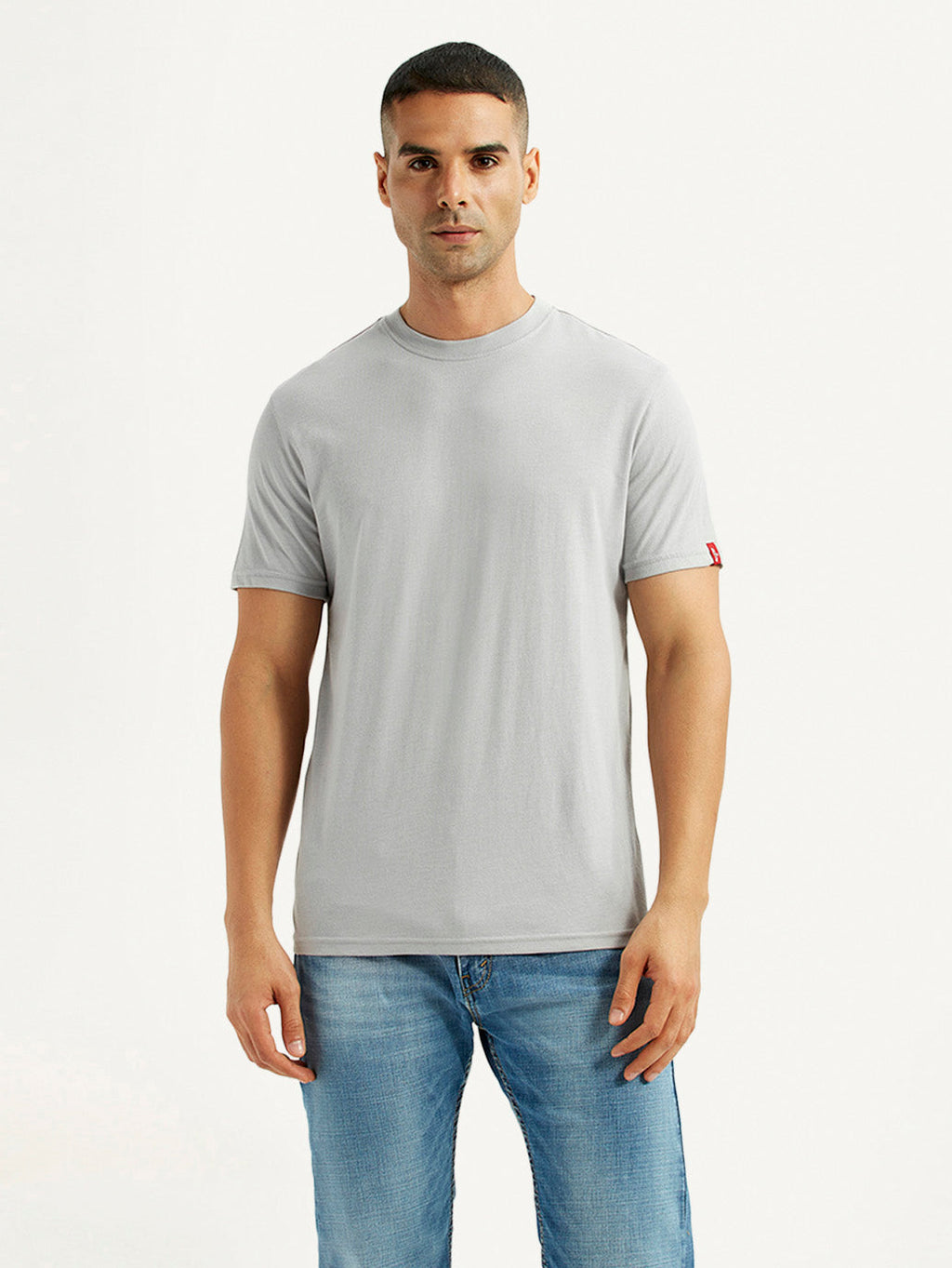 Men's Solid Light Grey Crew Neck T-shirt