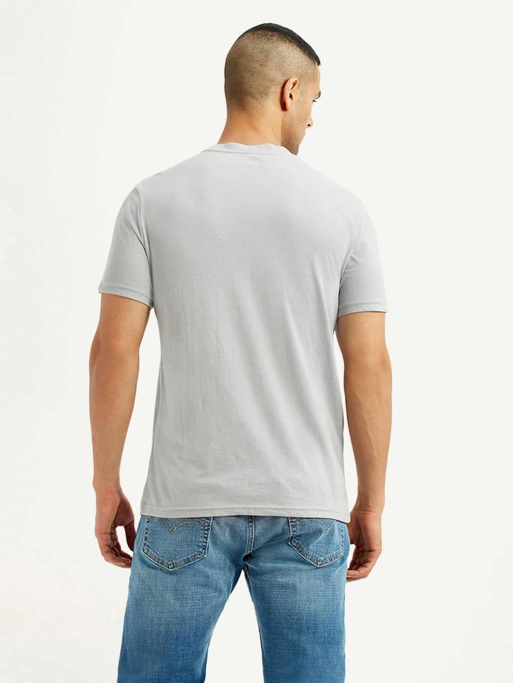 Men's Solid Light Grey Crew Neck T-shirt