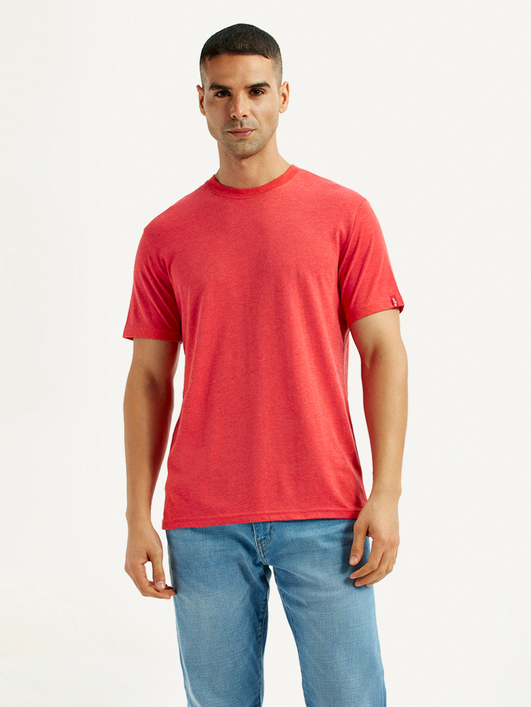 Men's Solid Coral Crew Neck T-Shirt