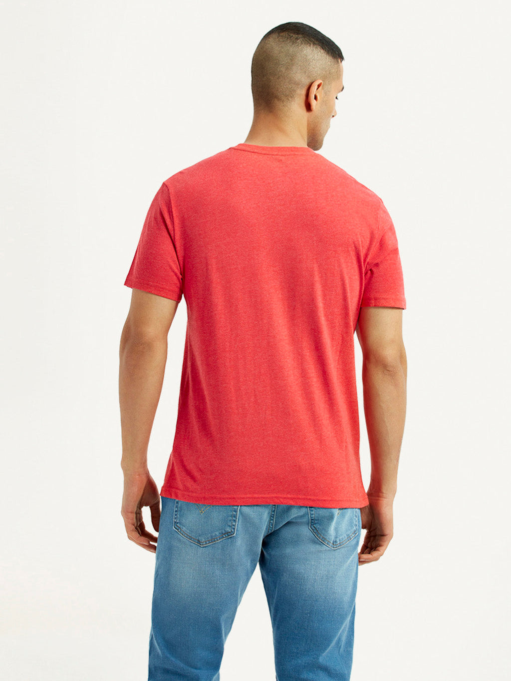 Men's Solid Coral Crew Neck T-Shirt