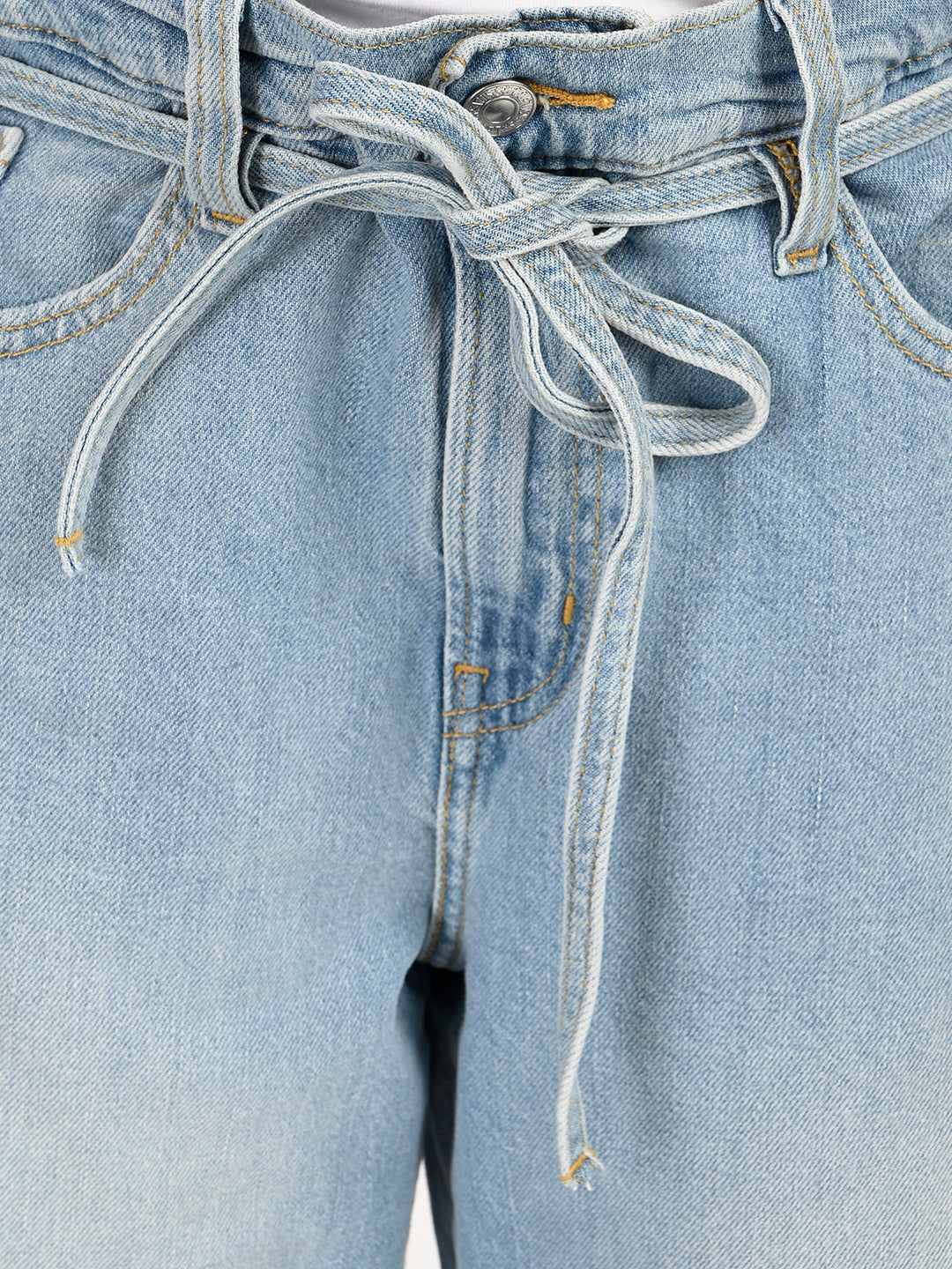 Women's Light Blue Wide Leg Fit Mid Rise Jeans