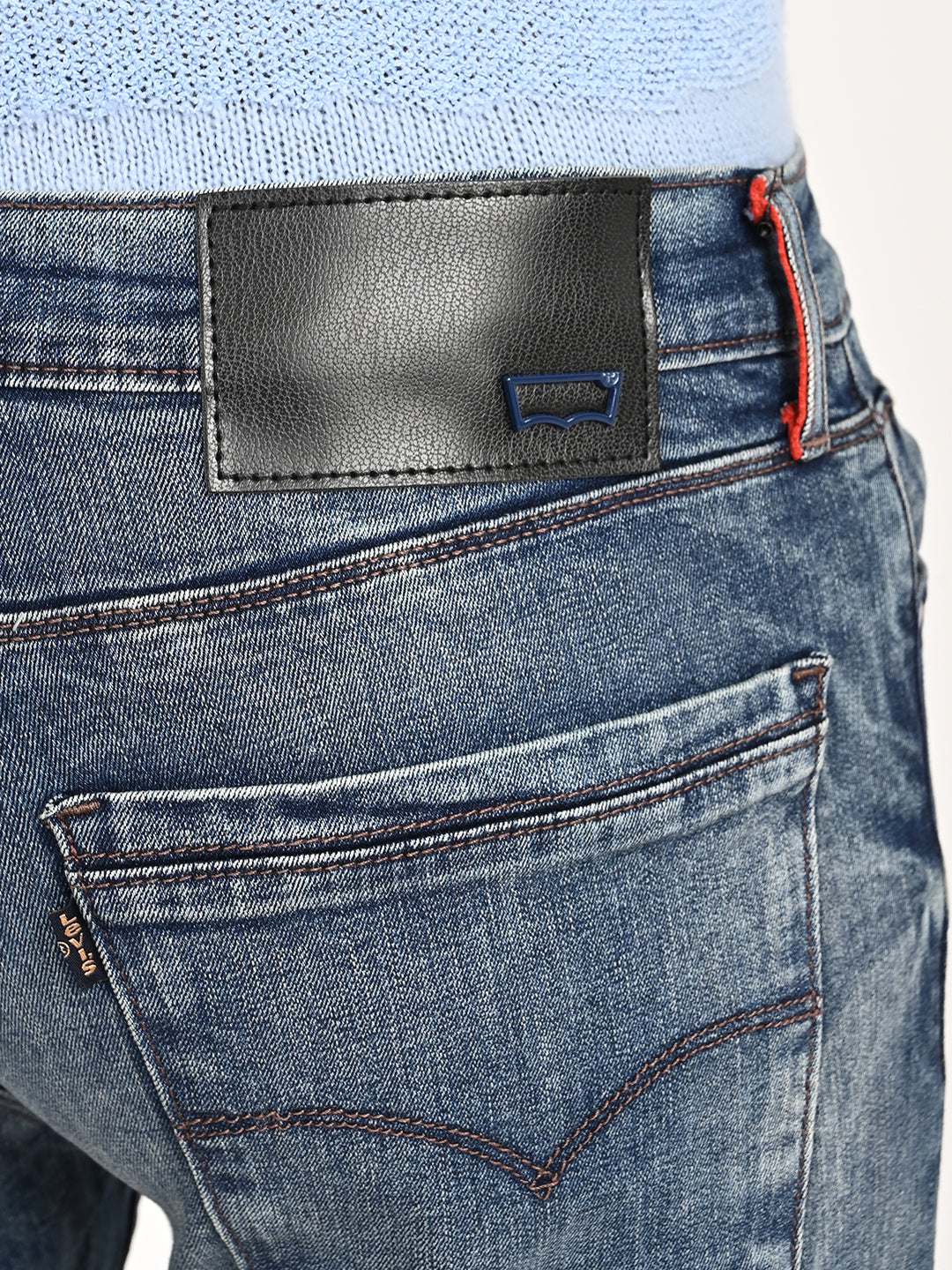 Men's Redloop 513 Blue Slim Straight Fit Mid Rise Jeans