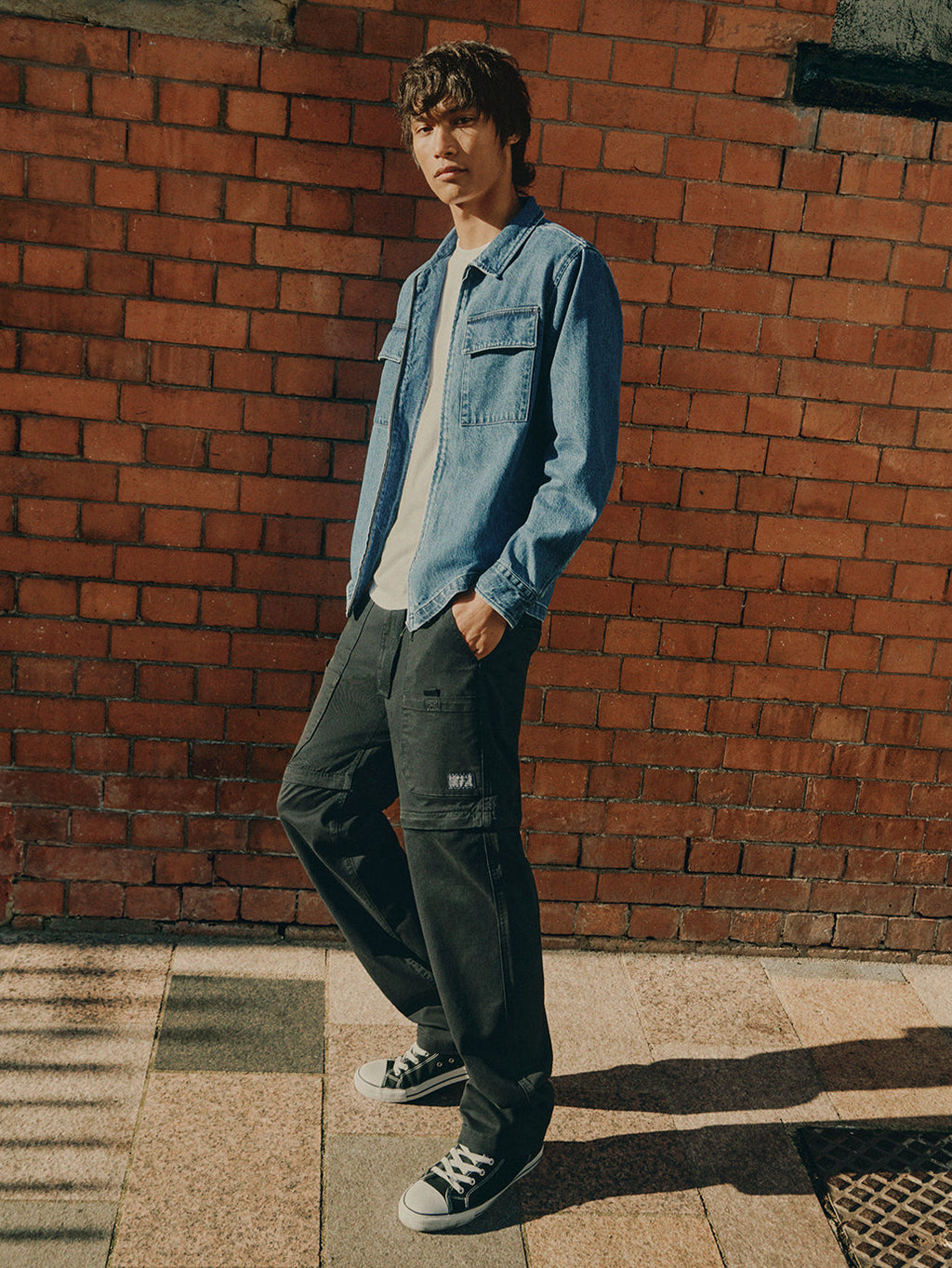 Men's Black Regular Fit Utility Cargo Trousers