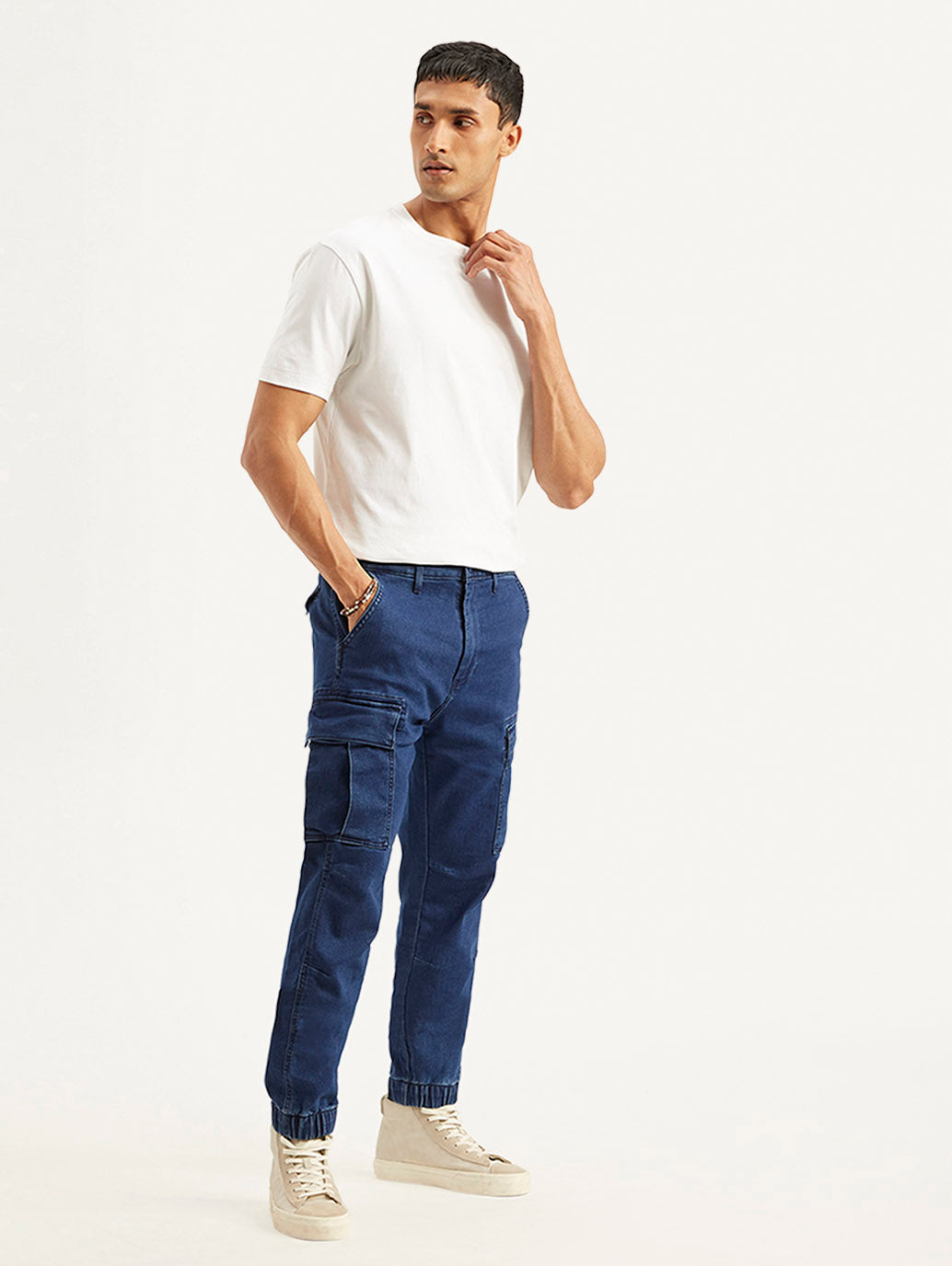 Men's Tapered Dark Blue Utility Cargo Jogger