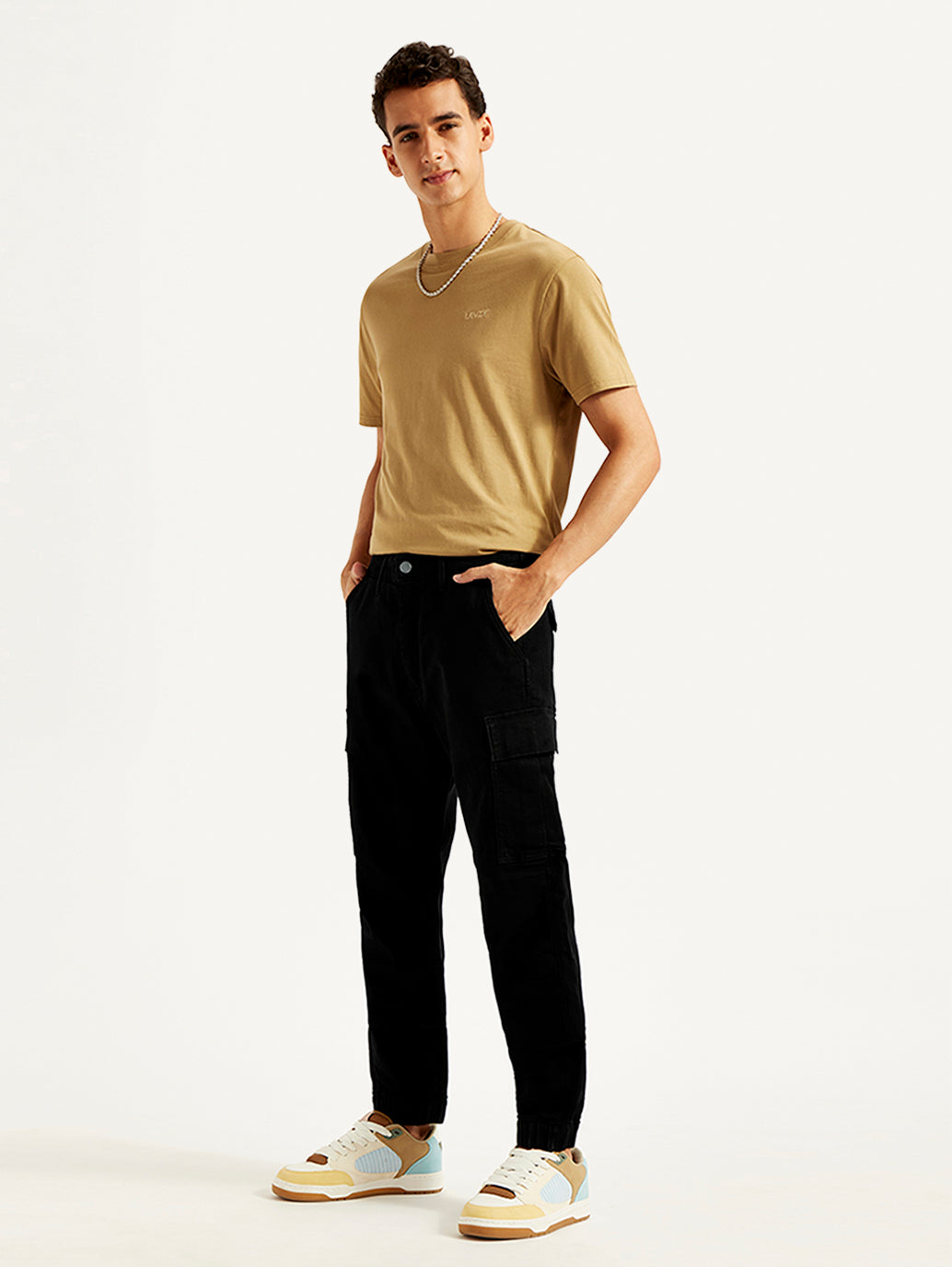 Men's Tapered Black Utility Cargo Jogger
