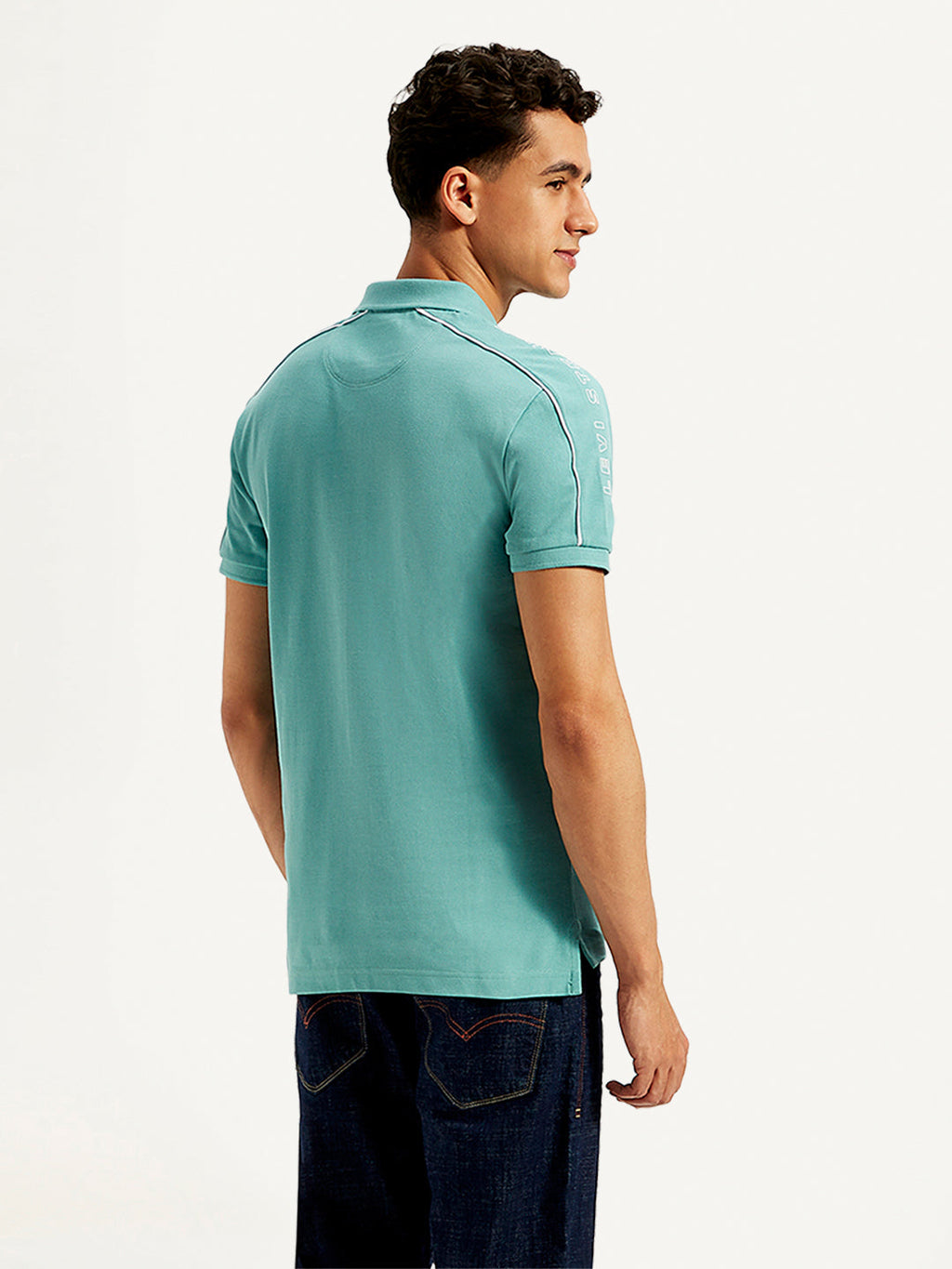 Men's Typographic Print Slim Fit Polo T-Shirt