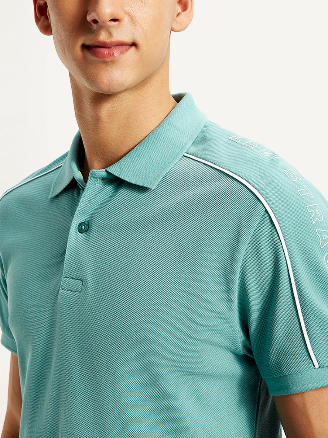 Men's Typographic Print Slim Fit Polo T-Shirt