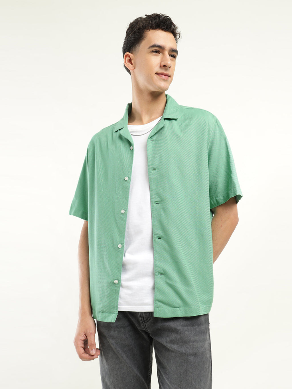 Men's Solid Camp Collar Shirt