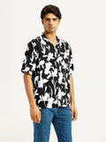 Men's Floral Black Camp Shirt