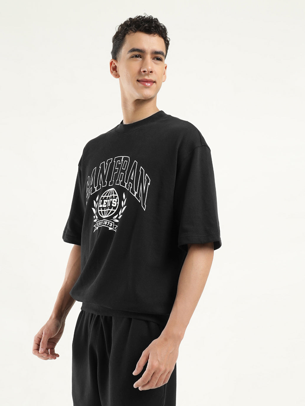 Men's Graphic Black Crew Neck T-shirt