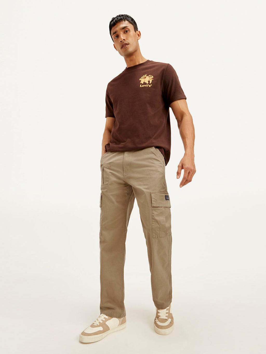 Men's Brown Loose Fit Cargo Trousers