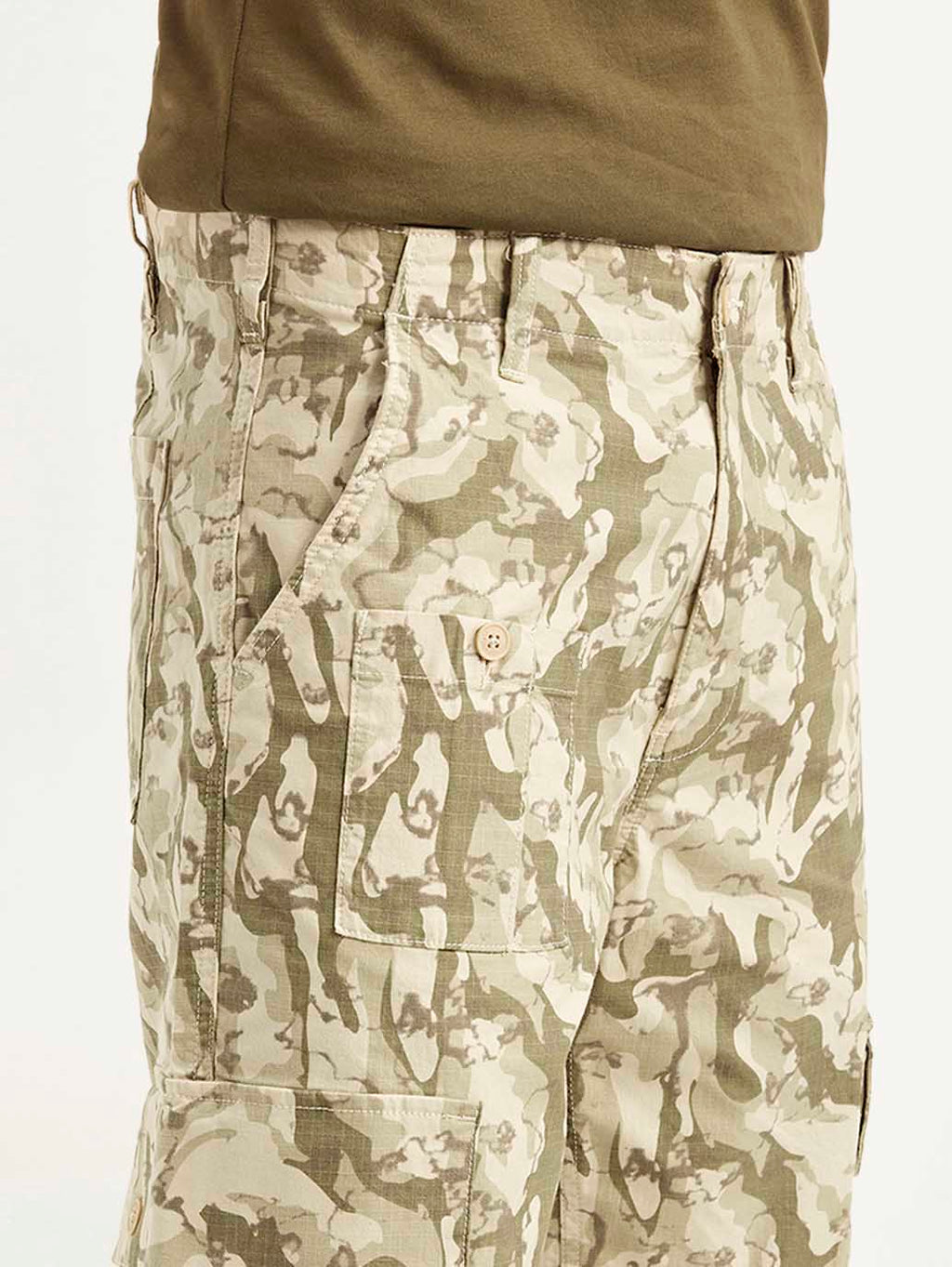 Men's Beige Loose Fit Cargo Trousers