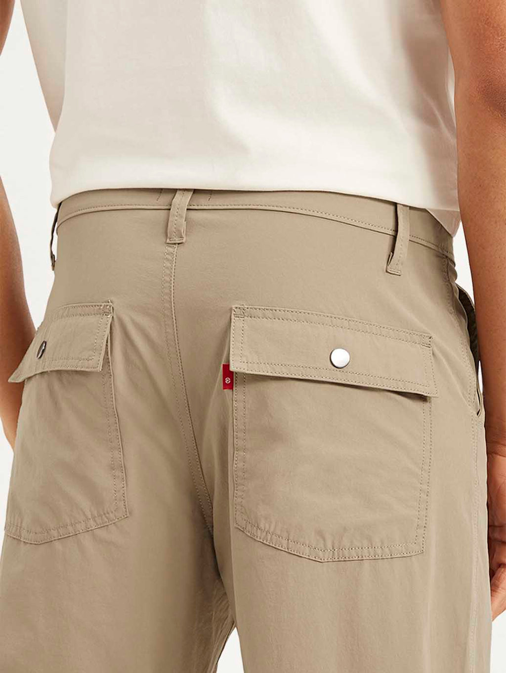 Men's Beige Loose Fit Chino Cargos