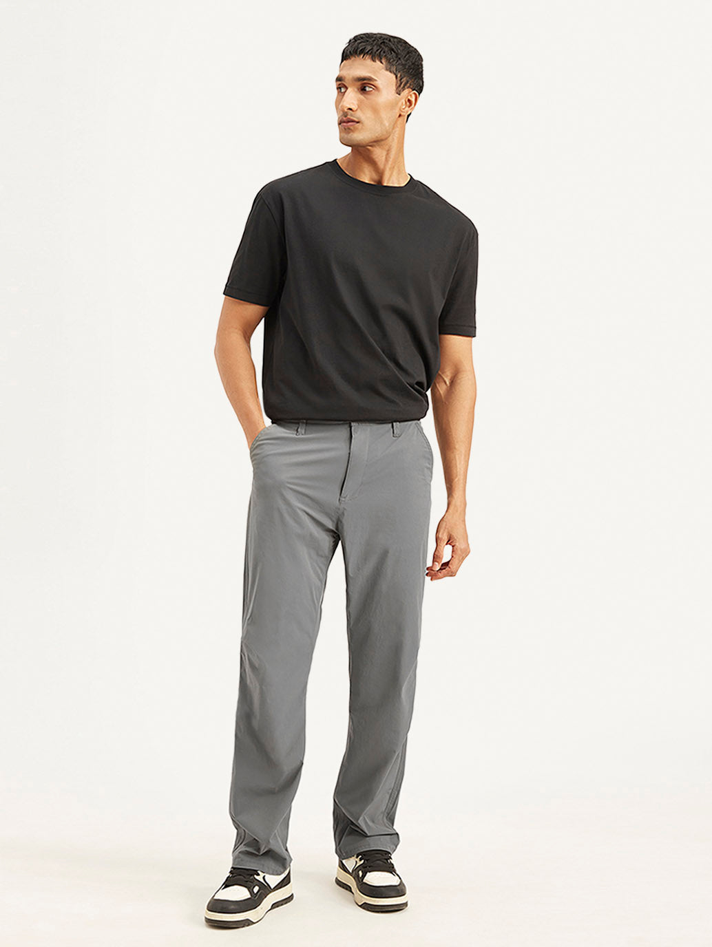 Men's Grey Loose Fit Chino Cargos