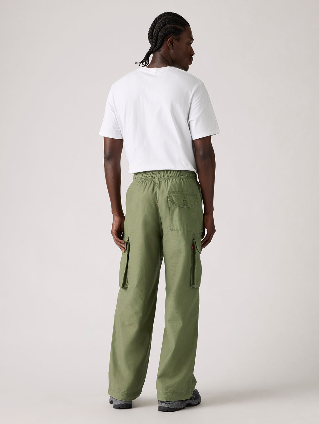 Men's Green Baggy Fit Mid Rise Cargo Trousers