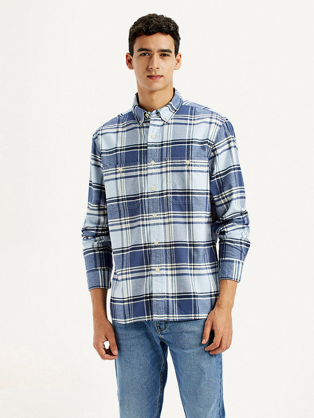 Men's Checkered Blue Flannel Shirt