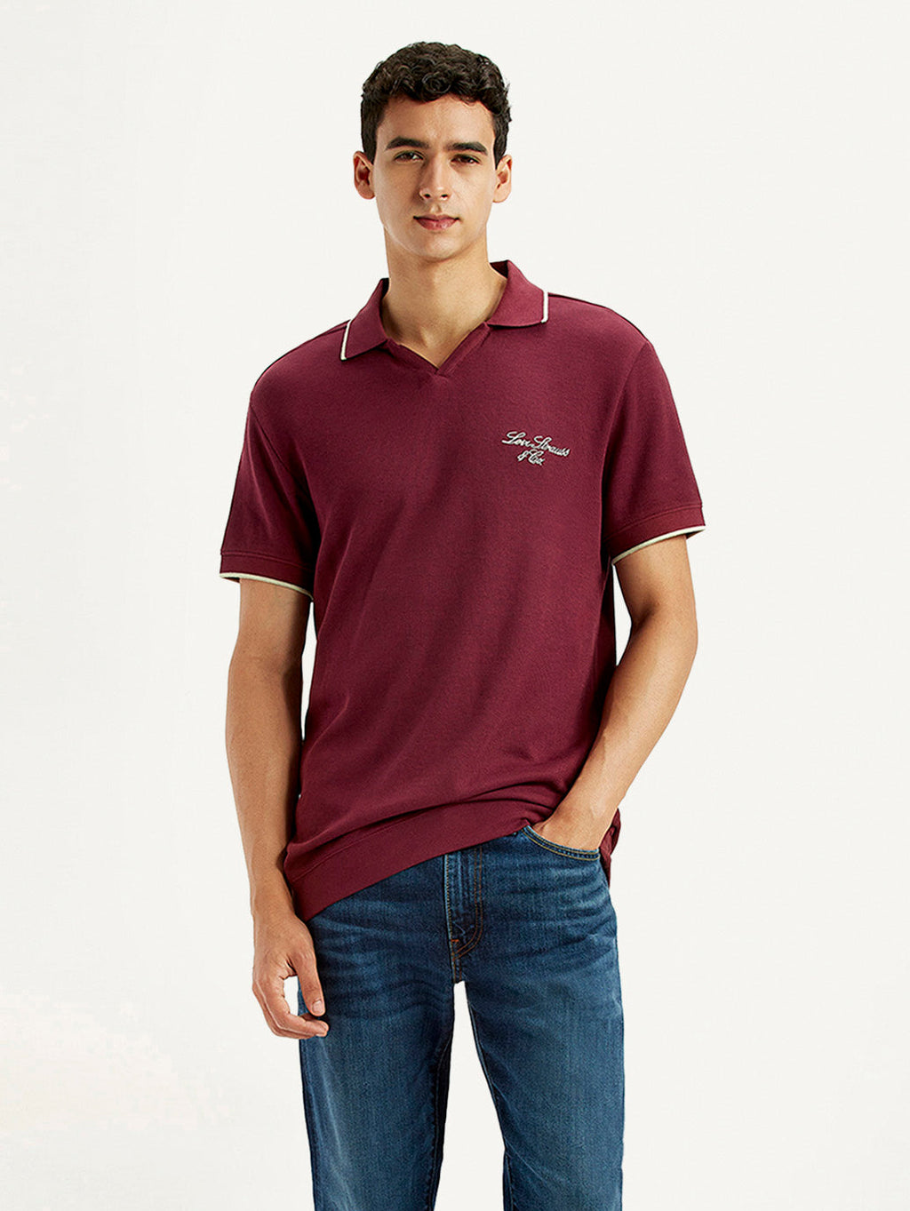 Men's Solid Maroon Slim Fit Polo T-shirt