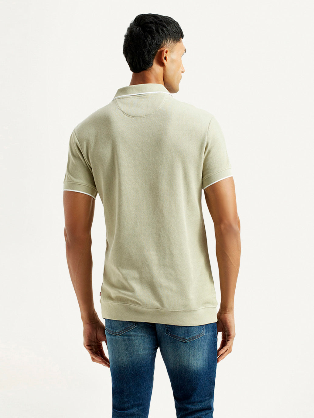 Men's Solid Beige Slim Fit Polo T-Shirt