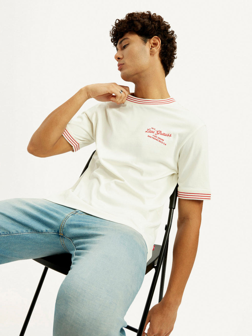 Men's Typography Off White Crew Neck T-shirt